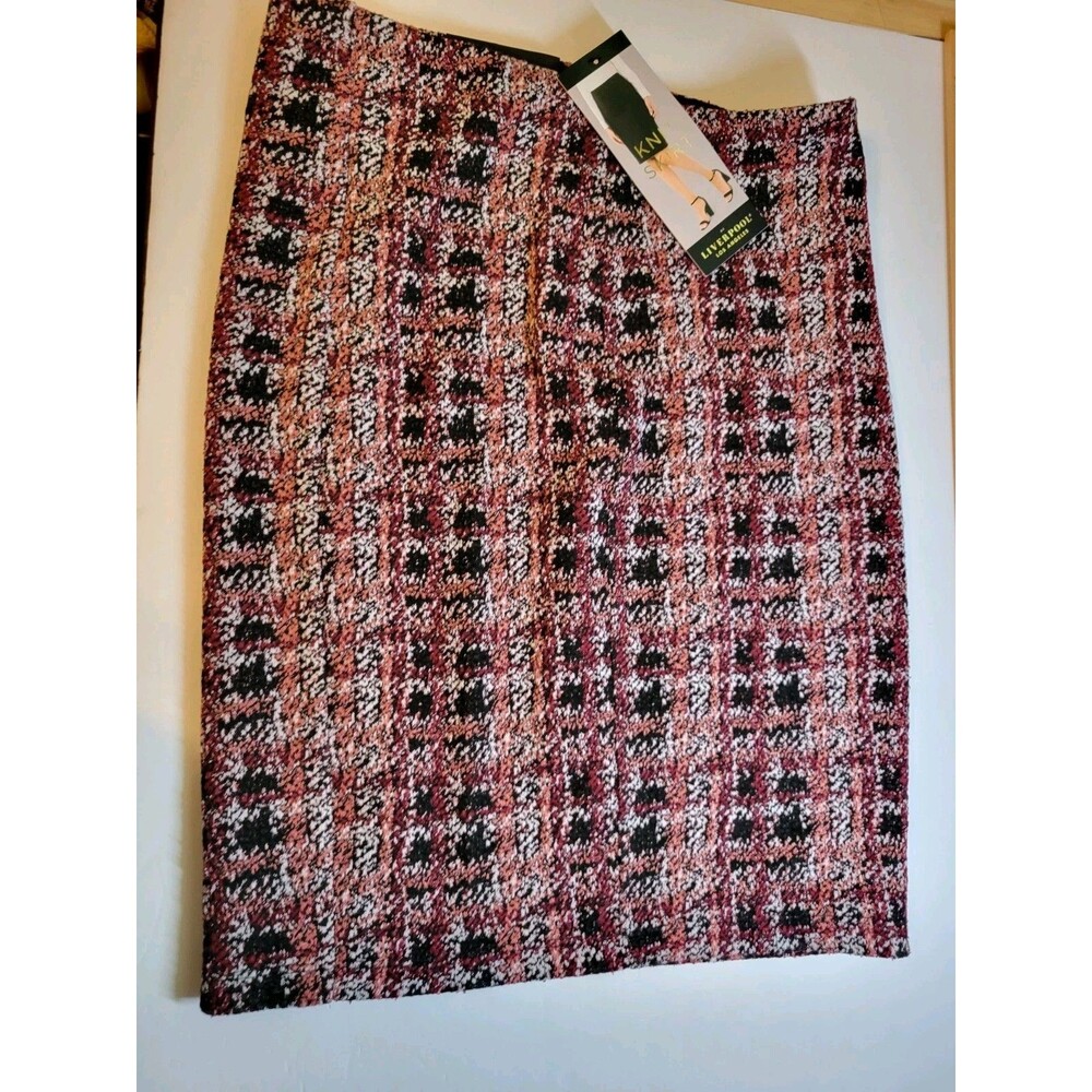 Liverpool Los Angeles Bia Knit Pencil Skirt Tweed Pink Red Black NWT 2P